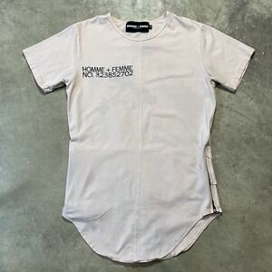 Homme‎ + Femme Shirt Womens Size M Pink Tee Side Zippers Layered Short Sleeve